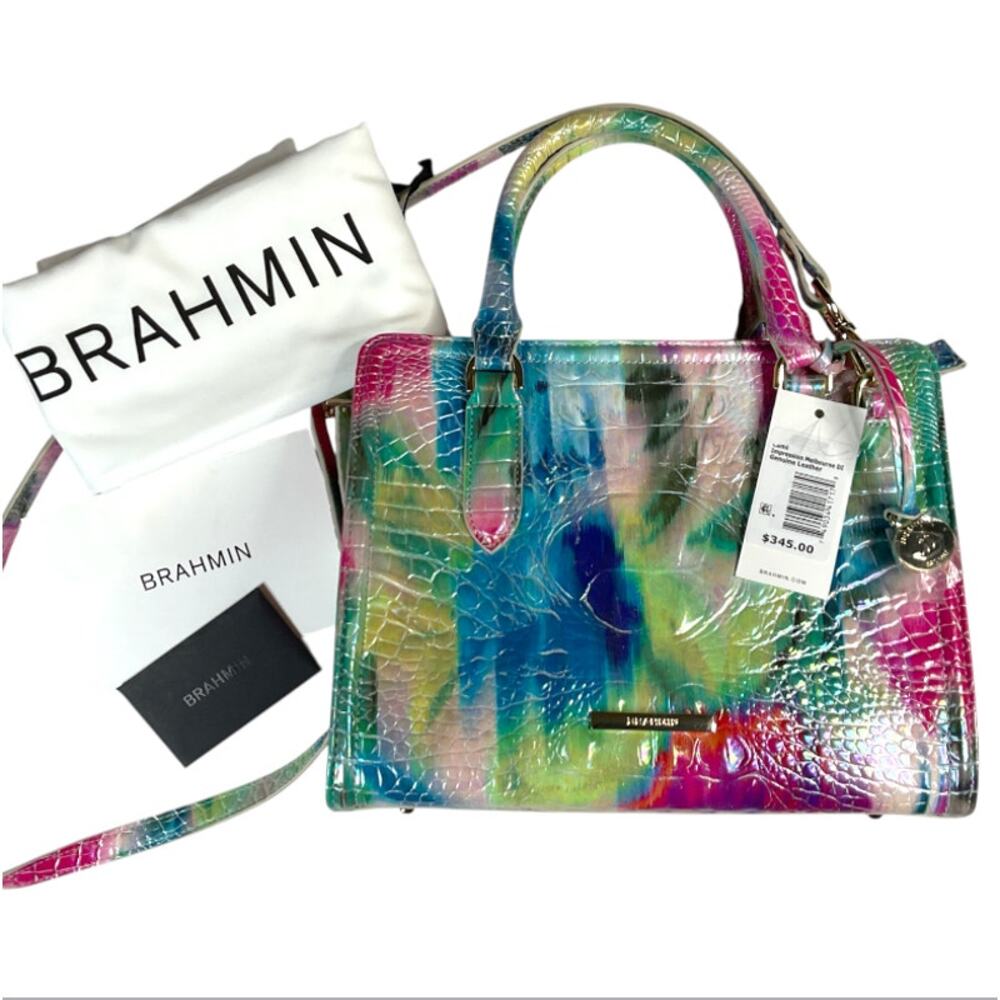 Brahmin Cami leather satchel in alligator design with top handle/cross NWT